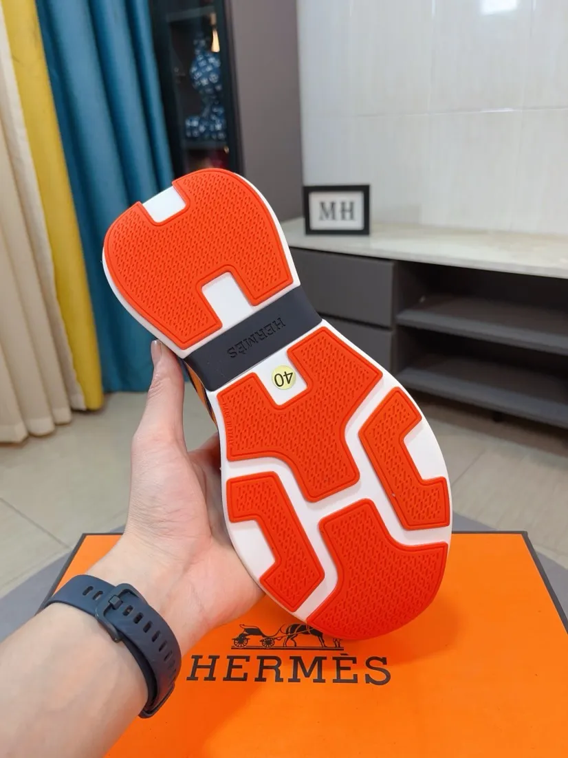Men's shoes💰580🌸🌸【HERMES】Hermès high-end quality original shoe upper: 🔝tumbled calfskin, suede calfskin, shoe body sewn H totem, outsole: ultra-light TPU foam·rubber; two-color molded outsole, ultra-high quality control·fine workmanship: highlighting (high-end·luxury·grade) 38-44 (45 can be customized)